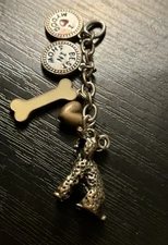 Vintage "I Love My Dog" Poodle Metal Charm for Keychain