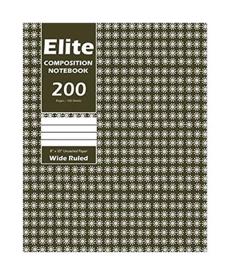 Elite Composition Notebook, Wide Ruled 8 x 10 Inch, Large 100 Sheet, Beige Cover