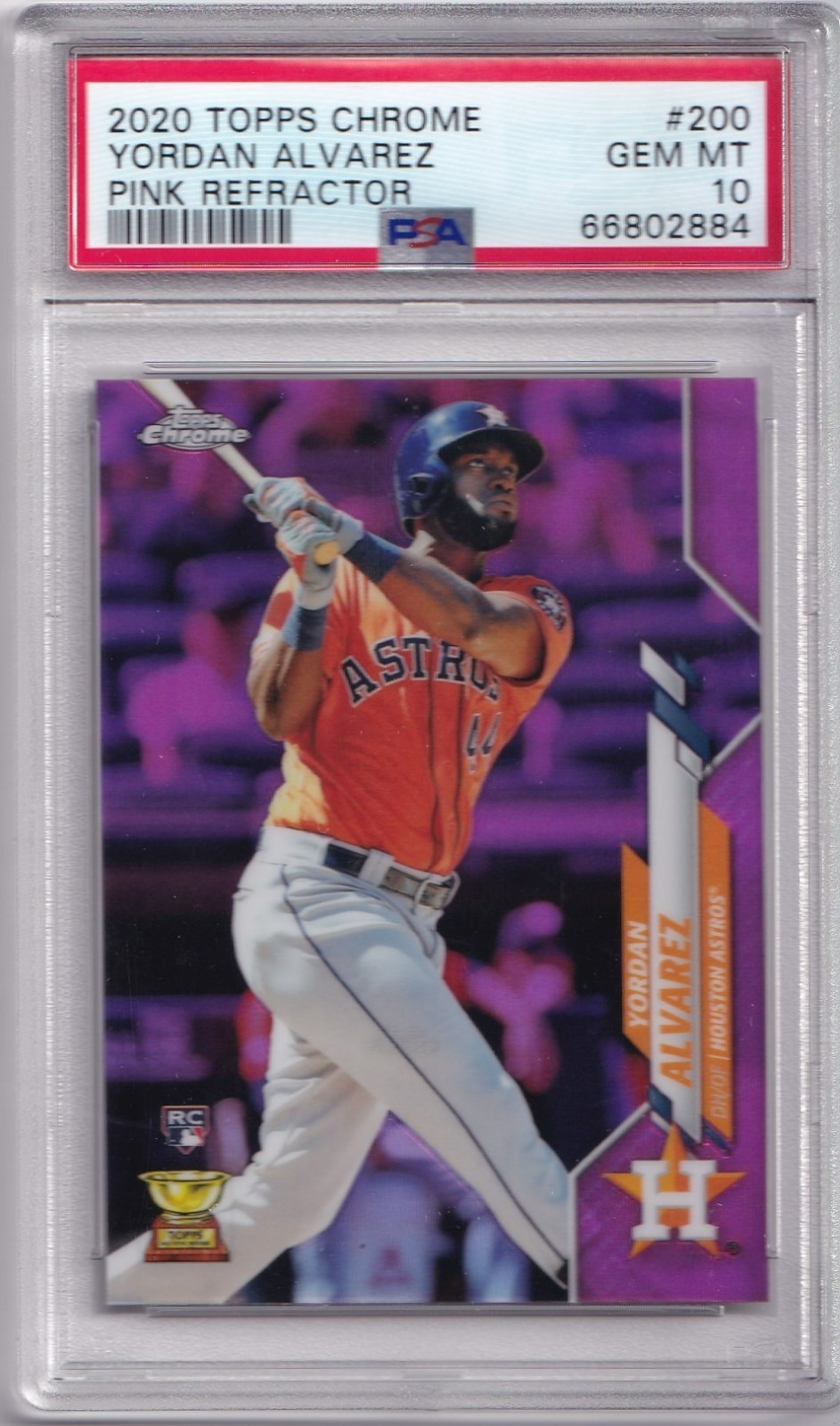 2020 Topps Chrome Yordan Alvarez Pink Refractor Rookie Card #200 PSA 10