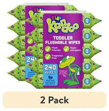  2 Pack  Kids Sensitive Flushable Cleansing Wet Wipes, Potty Training Ai