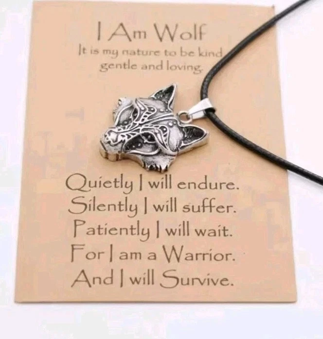 Wolf Wolfskopf Anhänger mit Kette - Halskette Edelstahl 50 cm. Keltisch Wiking. - Bild 2 von 4