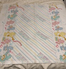 Vintage Care Bears Baby Blanket Throw 1980  s 38  X 43  