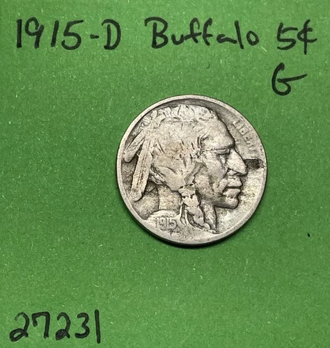 1915 D Buffalo Nickel 5c Good Semi-Key Date Five Cent Coin