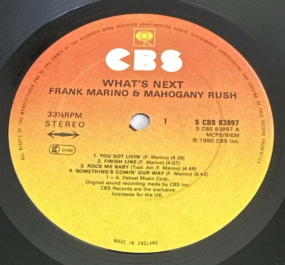 Frank Marino & Mahogany Rush - Whats Next Lp Vinyl Record Uk Issue EX / VG - Image 4 of 4