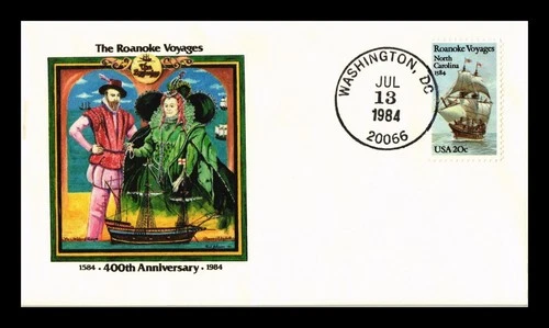 US COVER ROANOKE VOYAGES 400TH ANNIVERSARY FIRST DAY ISSUE PANDA CACHET