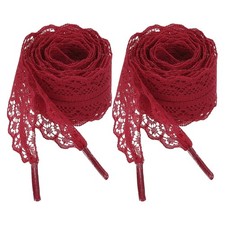 2Pairs Flat Laces Shoelaces, 2.2CM Wide 140CM Length Lacy Shoe Laces, Wine Red