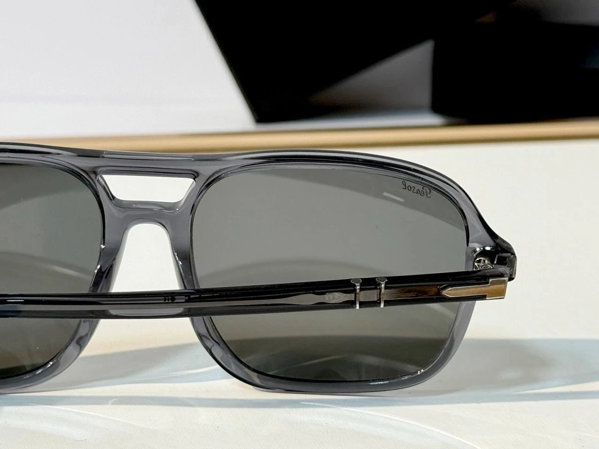 Persol P033108 1196S3 Transparent Grey Aviator Sunglasses Grey Lens Meflecto