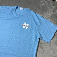 Trader Joe's Mens Crew Shirt Size Large Port & Company Tag in Blue