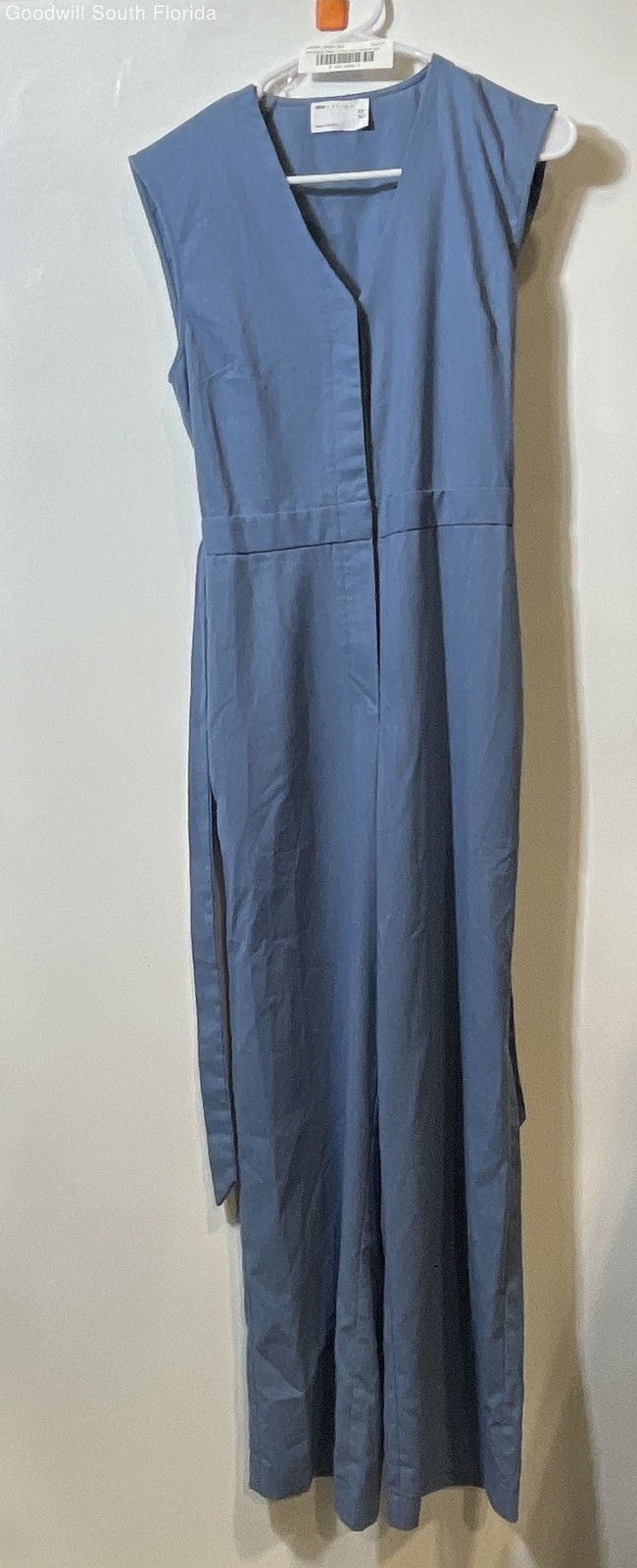 Asos Design Womens Blue Sleeveless Belted Long One-Piece Jumpsuit Size 6