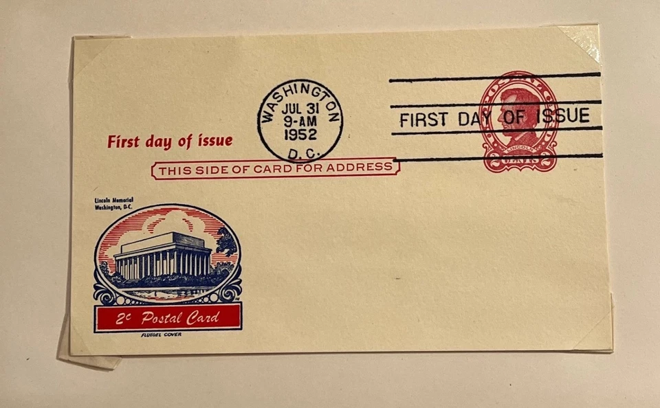 1952 2c stamp Postal Card #UX43 First Day Cover - ArtCraft & Fluegel artwork - Image 3 of 3