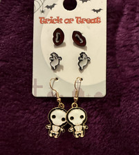 Halloween Skeleton Ghost Earrings Set Multicolor Plastic Jewelry