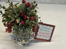 Kissing Krystals Christmas Mistletoe Ornament with Crystal Drop Holiday Decor