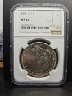 1881 S $1 Morgan Silver One Dollar MS62 San Francisco NGC