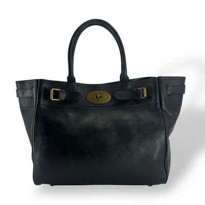 MULBERRY sac à main fourre-tout sac à main Bayswater cuir noir authentique - Photo 1/4