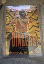 2025 Panini Prizm - Dingers! Tommy White, # 19 Orange Pulsar Prizm /399 (RC)
