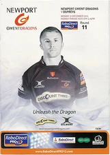 Newport Gwent Dragons v Ospreys Pro12 League 31 Dec 2012 RUGBY PROGRAMME