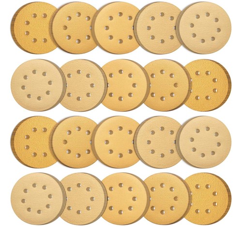 5In 8 Hole Hook Loop Sanding Discs Sandpaper 40-1000 Grits Gold Round Sandpaper - Picture 2 of 83