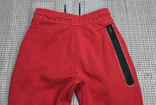 Nike Tech Fleece Pants Boys L Red Jogger Drawstring Front Logo Back Zipper - Picture 4 of 13