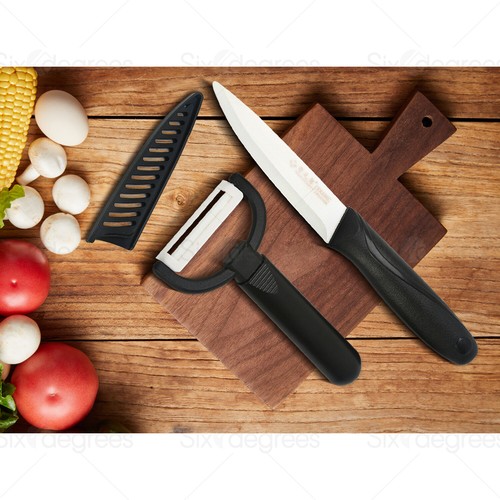 Ceramic Knife 5" White Blade + Peeler Slicer Kitchen Chef Knives Silicone Handle - Picture 3 of 6