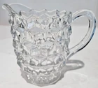 VTG Fostoria American Cubist Pattern Glass Pitcher Milk/Juice~ 5" T~1 Pint ~EUC