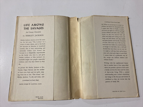 Life Among the Savages by Shirley Jackson 1953 Vintage Book Club Edition HCDJ - Picture 7 of 13