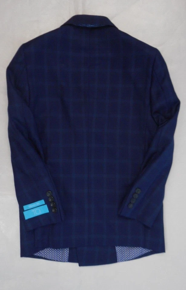 T.O. para niños Chaqueta y pantalones a cuadros azul marino 2 piezas. Traje Slim y Clásico Tallas 8 - 20 Foto 4 de 4
