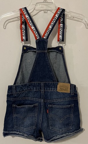 Levis Girls Size 10 Dark Wash Blue Denim Cotton Short Overalls! A5545 - Picture 5 of 10