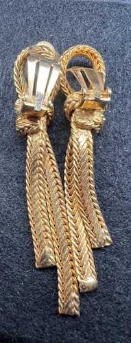 VINTAGE CLIP ON EARRINGS GOLT TONE PLAITED KNOTTED STYLE - Imagen 3 de 5