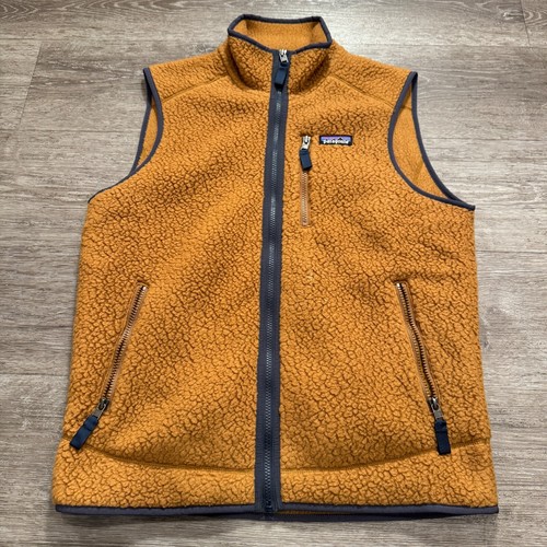 Patagonia Vest Adult Medium Beige Retro Pile Full Zip Pocket Deep Fleece Outdoor