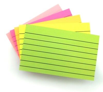 Haftnotizen Neon liniert / 6 quadratische Blöcke à 127 mm x 76 mm Größe / 100 Blatt