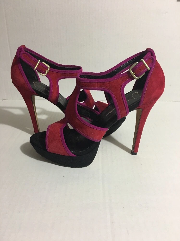 Pre Owned Jessica Simpson Shoes Bruno Platform Sandals Crimson Red KidSuede 9.5M