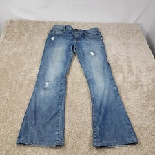 Calvin Klein Jeans Bootcut Distressed Denim Blue Wash Size 10 Read