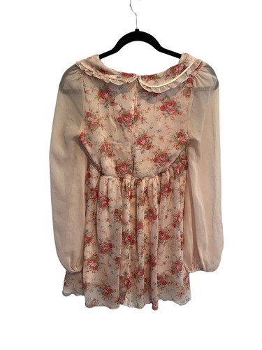 LIZ LISA Womens Dress Pink Floral Romantic Mini Peter Pan Collar Japan XS ? - Picture 2 of 6