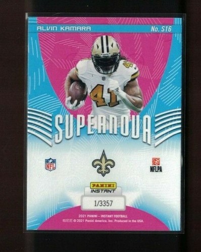 Panini Instant Supernova 2021 Alvin Kamara New Orleans Saints Print Run 3357 - Imagen 2 de 2