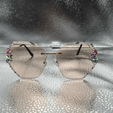 Beveled Rhinestones Designed Glasses Ladies Fashion Sunglasses Outdoor Oversized