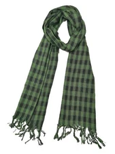 Extra Long Unisex Cotton Linen Scarves for Men and Women Green-Plaid 86.5x25.5
