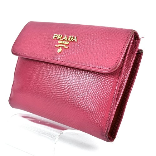 PRADA Bifold Wallet Purse Saffiano Leather Pink #A338 - Picture 14 of 24