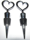 2 Heart Wine Bottle Stopper, Decorative Beverage Cork Topper Wine Saver Chrome — photo 1