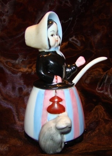 Moutardier Figurine Chat Fermiere Style Art Deco-allemand Style Art Nouveau Porc - Picture 2 of 5