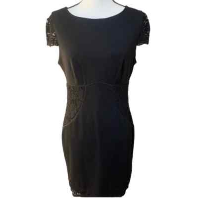 Allen B. Black - Lace Cap Sleeve Knee Length Black Dress - Size 8 | eBay