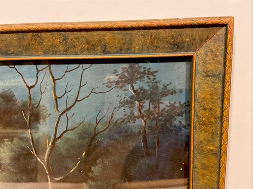 Antique 11x26” Framed “Moonlight Over Cabin Pond” Original Art On Hardboard - Picture 7 of 9