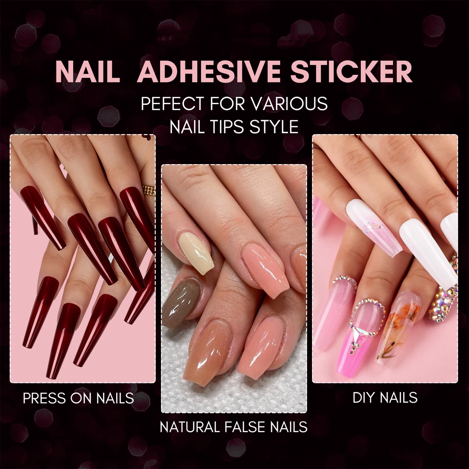 Double-Sided Nail Glue Tape Sticker Adhesive Tabs for Press on Nails ...