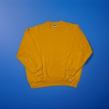 Vintage Russell Athletic Yellow Sweatshirt 90s Crewneck USA MADE Adult SZ 2XL