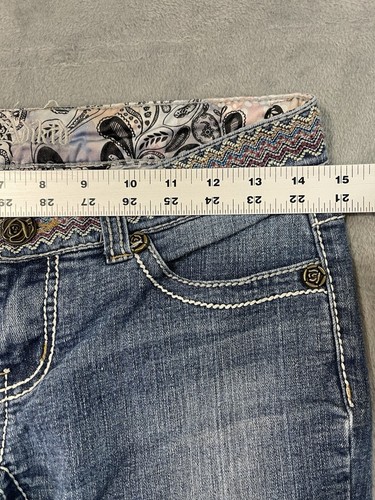 Adiktd Jeans Womens 27 Blue Medium Wash Low Rise Bootcut Embroidered - Picture 4 of 12