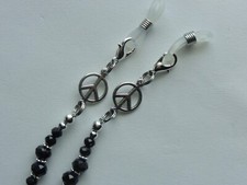 PIECE SIGN RHINESTONES CRYSTALS EYEGLASS CHAIN READING HOLDER  LOBSTER CLASPS