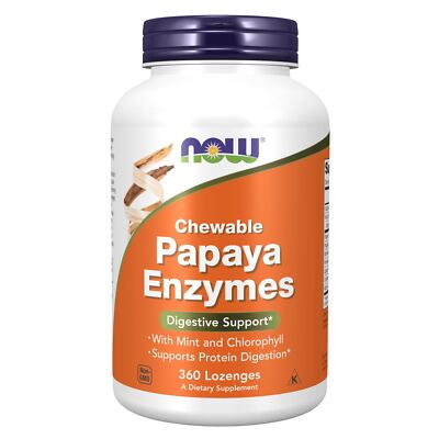 NOW FOODS Papaya Enzyme 360 Lozenges, Clearance for Best By 06/2026