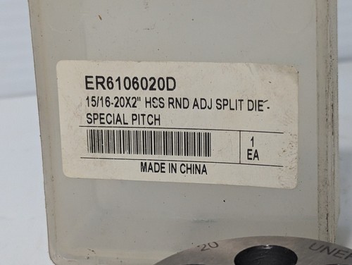 ER6106020D 15/16-20 HSS Special Pitch Round Die, 20 pitch, 15/16-20 die thread - Picture 3 of 5