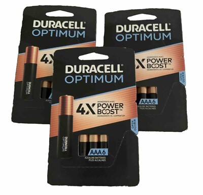 LOT OF 18 Duracell Optimum AAA Alkaline Batteries 3 Packs