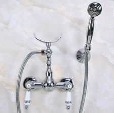 Wall Mount Chrome Brass Bathroom Faucet Hand Spray Shower Mixer Water Tap 2na264