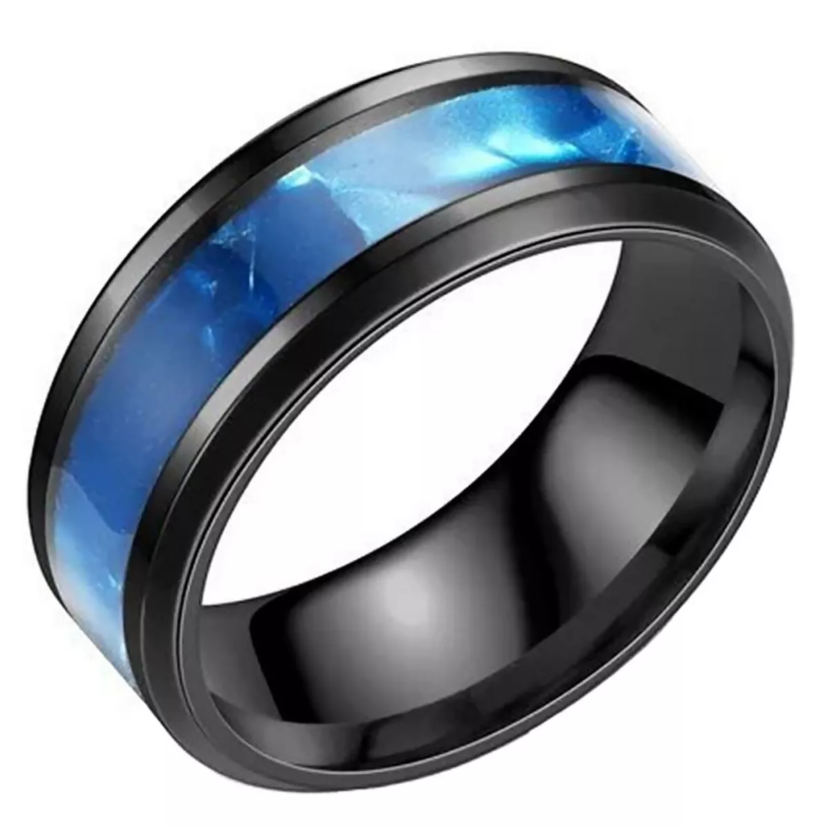 Mens wedding ring black and blue store